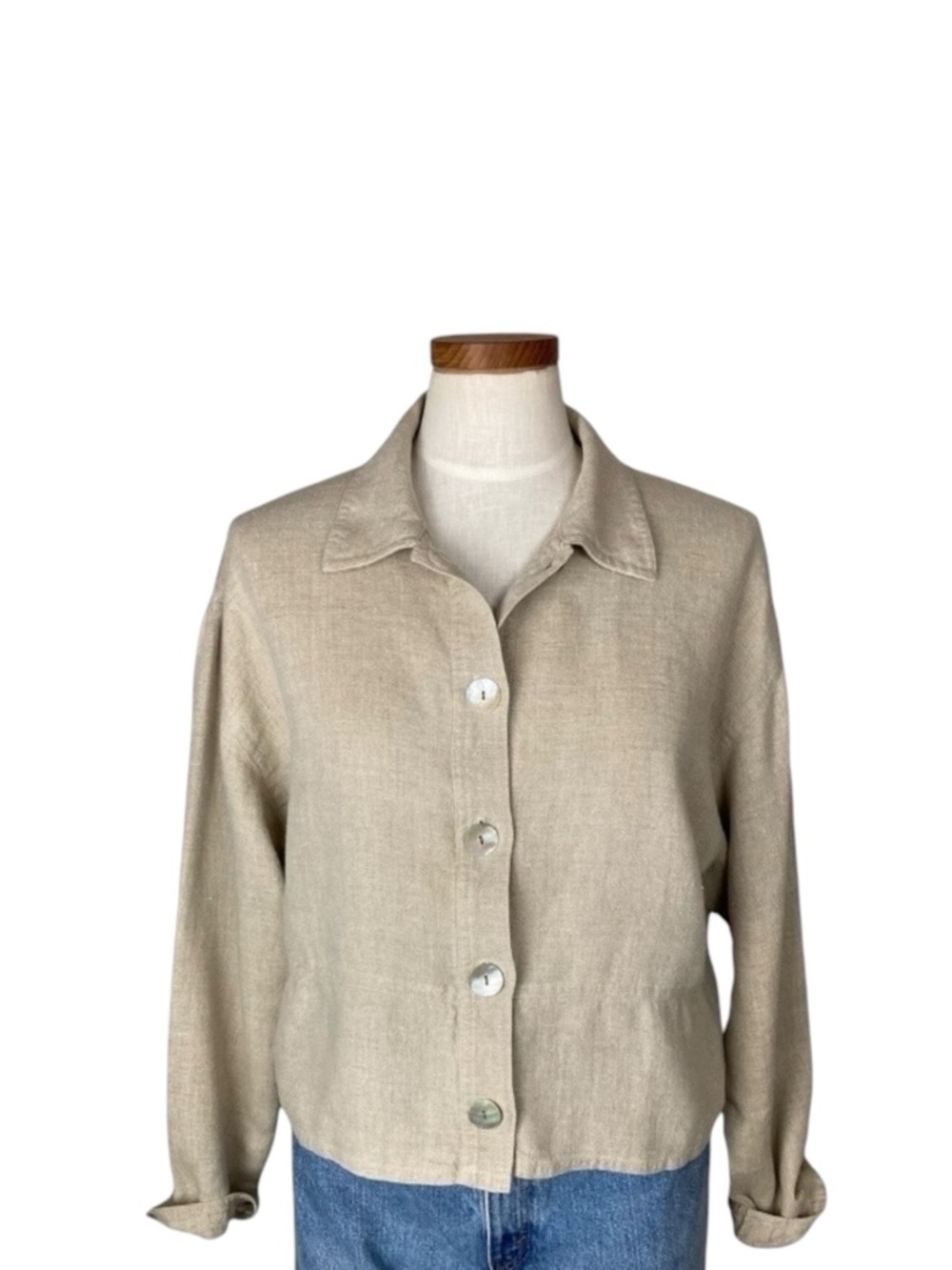 Anne Pinkerton Collection Natural Linen Button Down Shirt Sz L